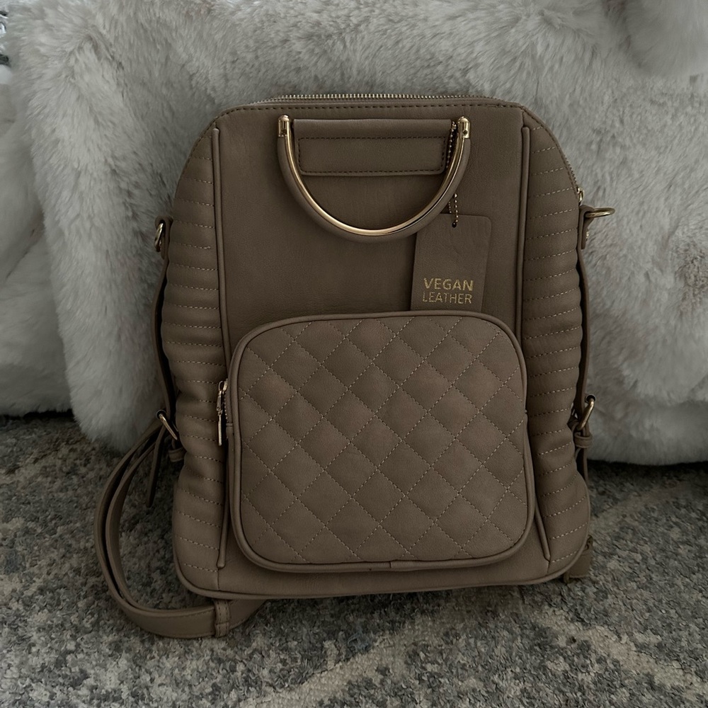 NWT Beige Convertible Backpack purse